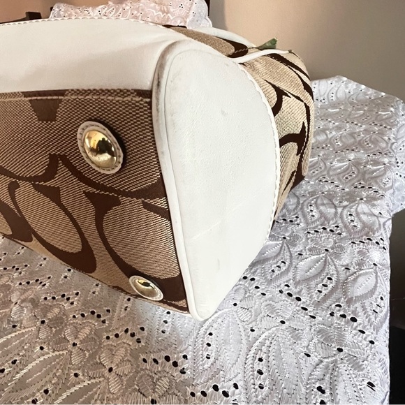 Coach Signature Khaki Ivory Large Madeline Tote Handbag11558 - Picture 7 of 12